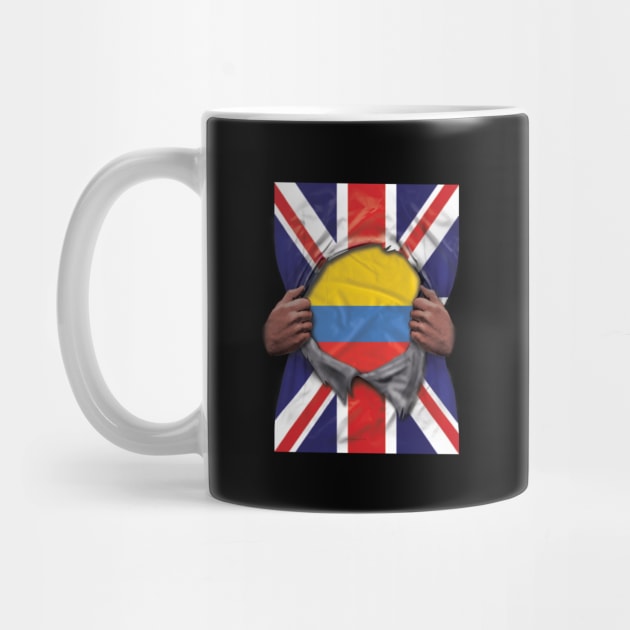 Colombia Flag Great Britain Flag Ripped - Gift for Colombian From Colombia by Country Flags